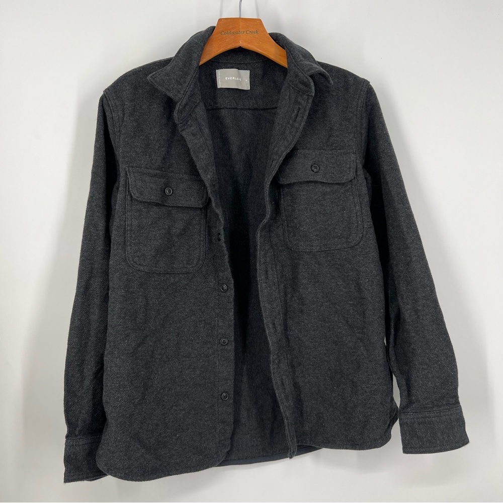 Everlane Men’s Charcoal Grey The Heavyweight Overshirt Flannel Uniform - Picture 3 of 9